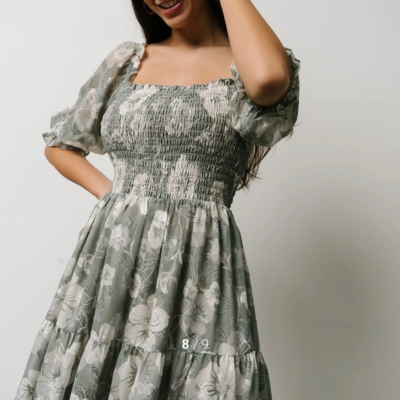 Baltic Born Fabian Jacquard Midi Dress Sage Green - Picture 3 of 5